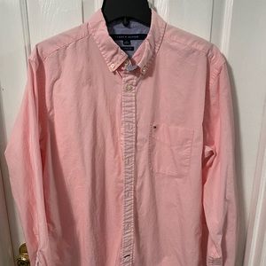 MENS TOMMY HILFIGER BUTTON DOWN DRESS SHIRT SIZE L